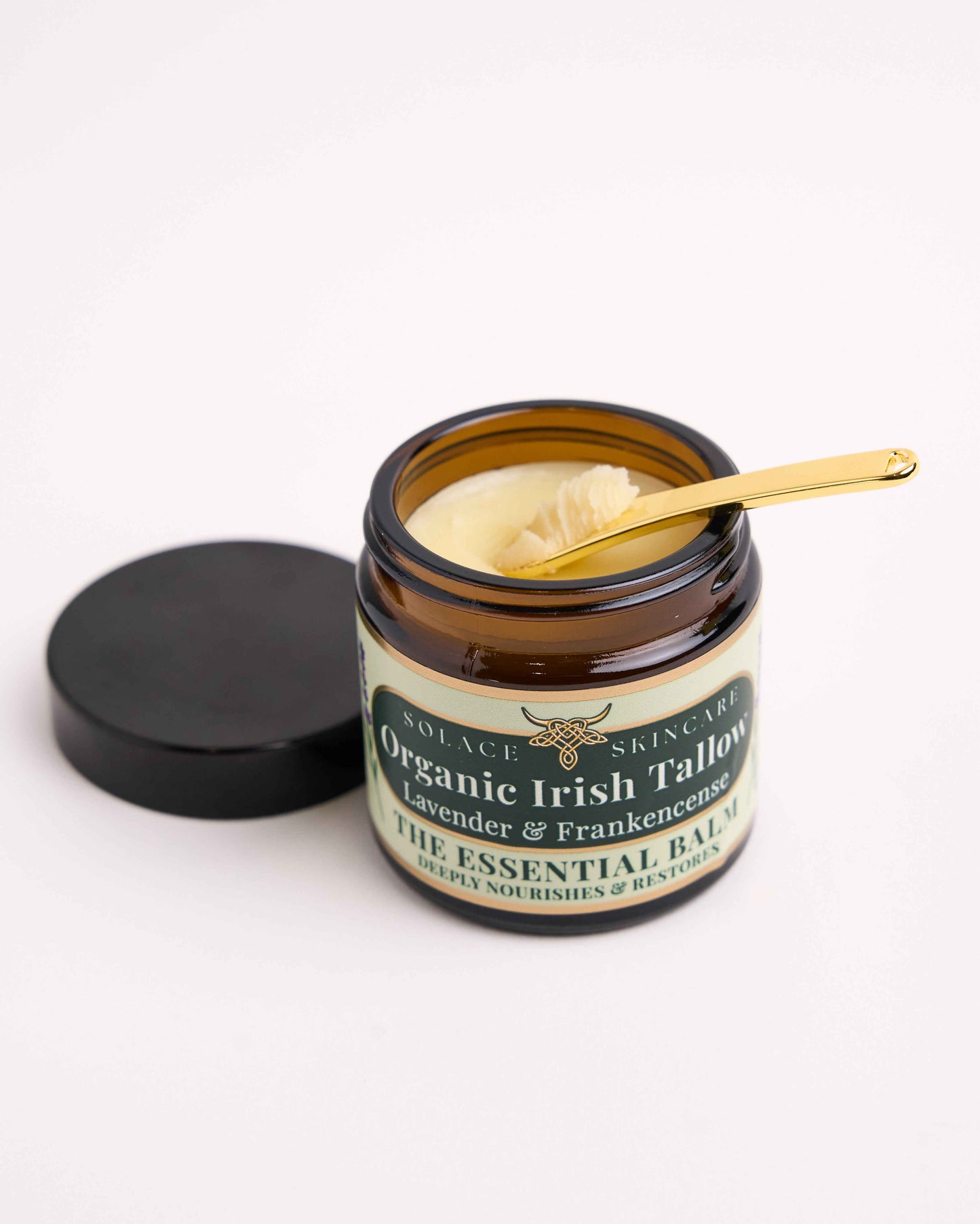 organic irish grass fed tallow balm with castor oil and frankincense